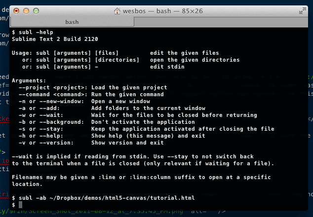 Sublime Text 2 Command Line Utility